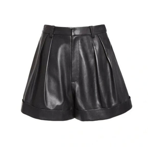 Alice + Olivia Pants - Alice + Olivia Conry Pleated Lamb Leather Shorts